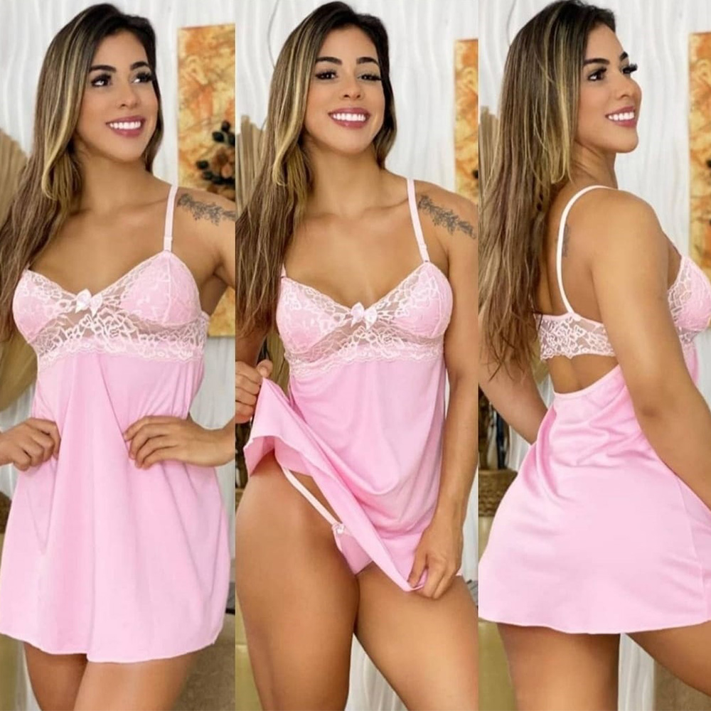 Kit C/3 Camisola Sensual Sexy Com Calcinha Fio. Aproveite! - Imagem 6