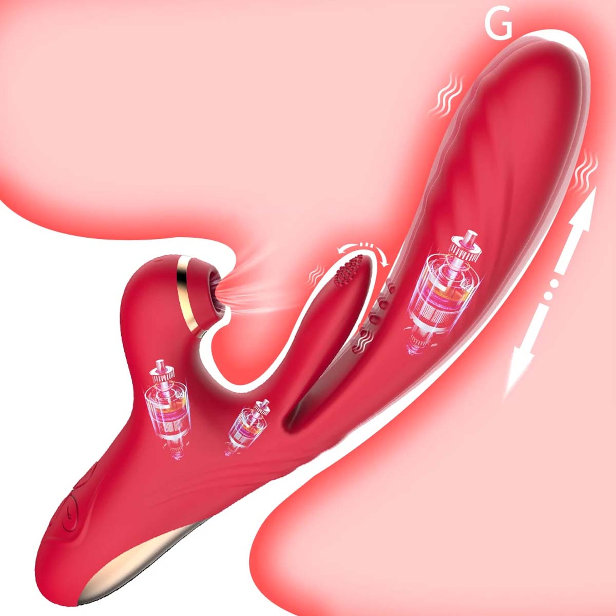 Vibrador multi-funcional 3 em 1 com Sucção, Lingua e Telescópio Recarregável USB - Imagem 3