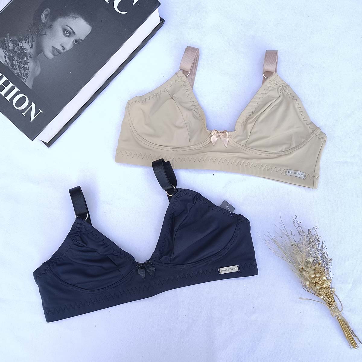 Kit c/2 Sutiã Sem Bojo Reforçado Liso Básico