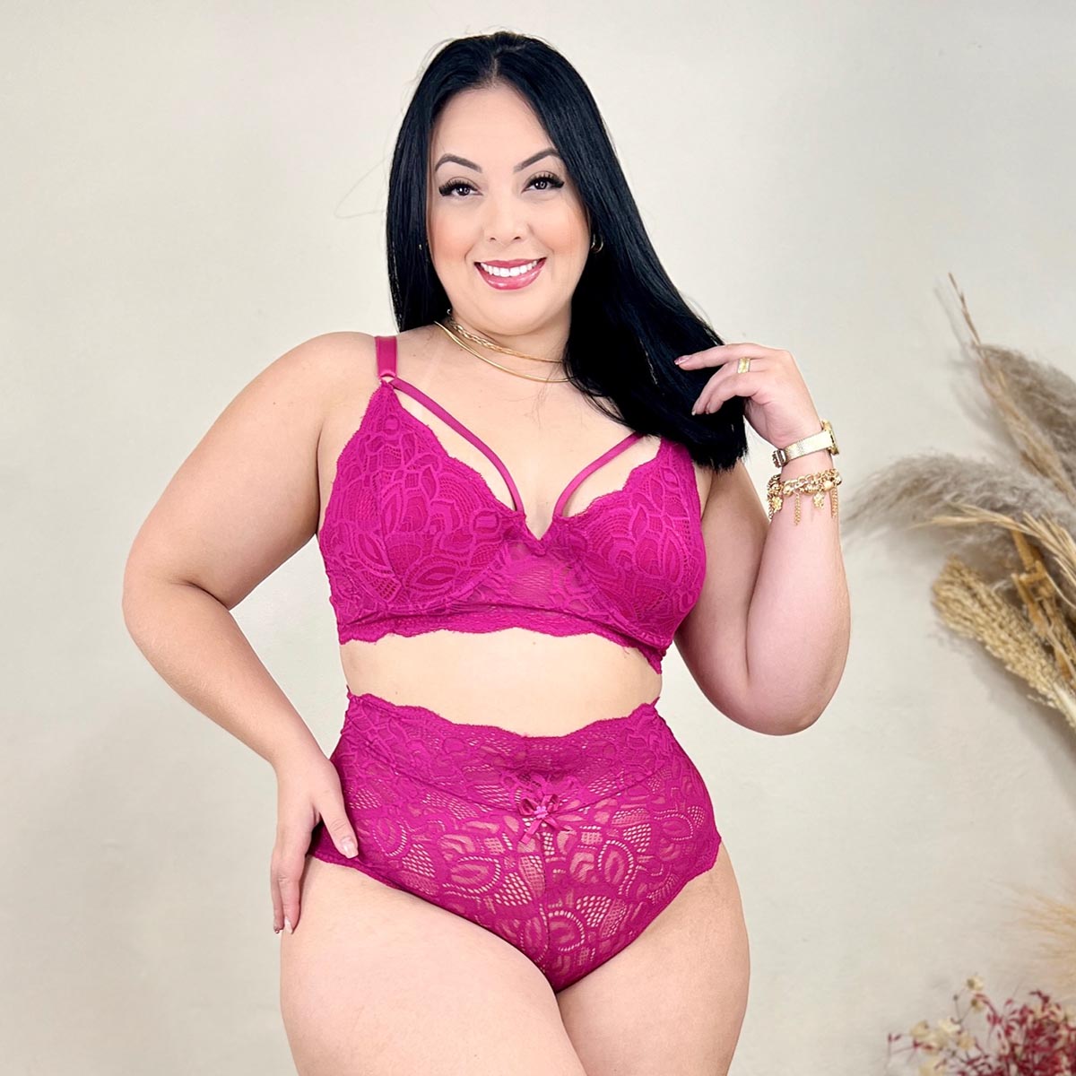 Conjunto Lingerie Plus Size Meia Taça Emily