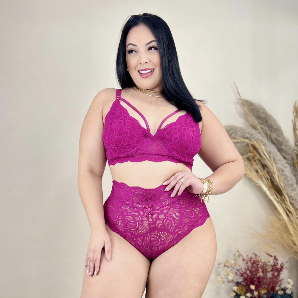 Conjunto Lingerie Plus Size Meia Taça Emily - Imagem 3