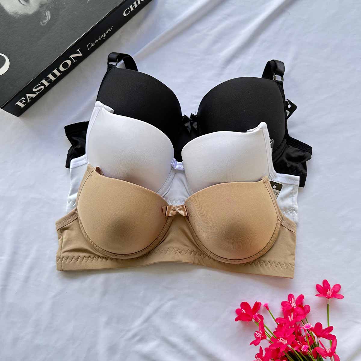 Kit 3 Sutiãs Básico Liso Alça Reforçada - Imagem 2