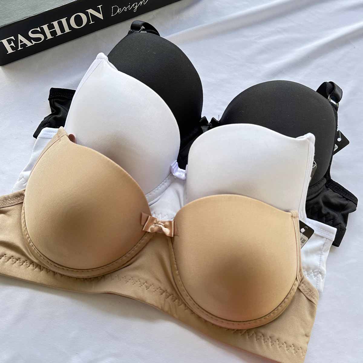 Kit 3 Sutiãs Básico Liso Alça Reforçada