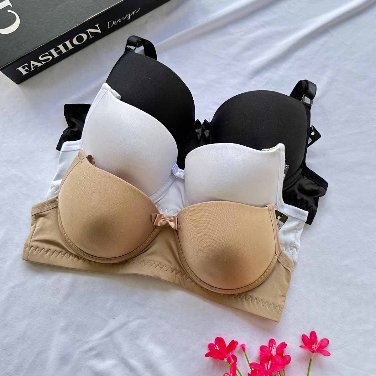 Kit 3 Sutiãs Básico Liso Alça Reforçada - Imagem 3