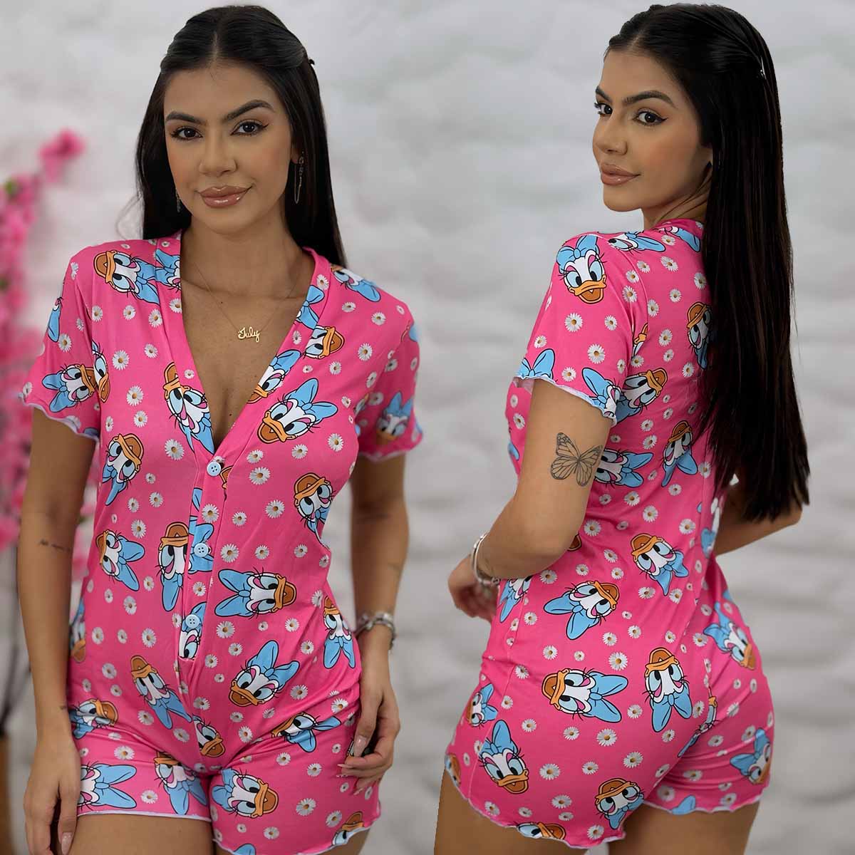 Macaquinho Suede Estampado Fiorella
