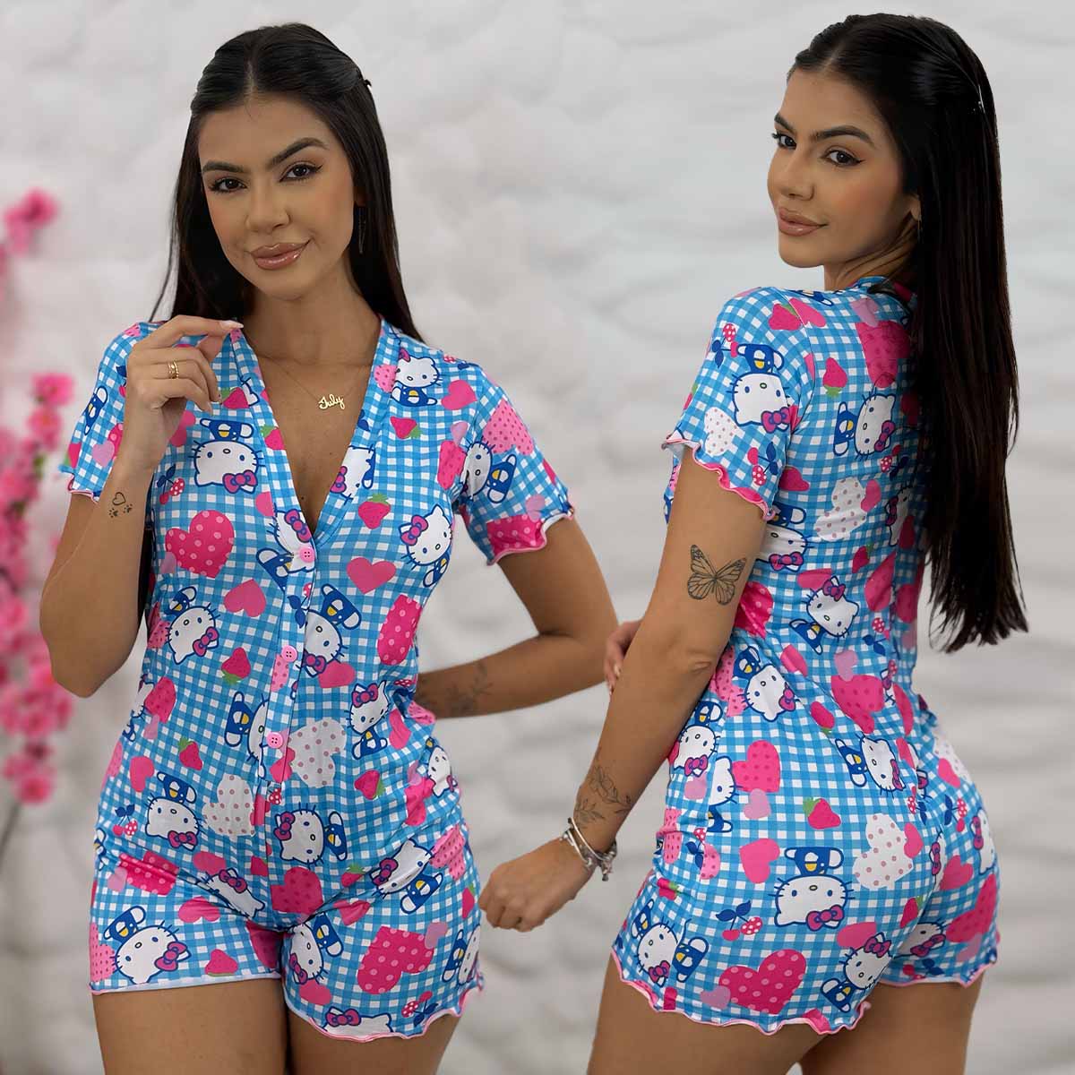 Macaquinho Suede Estampado Fiorella - Imagem 2