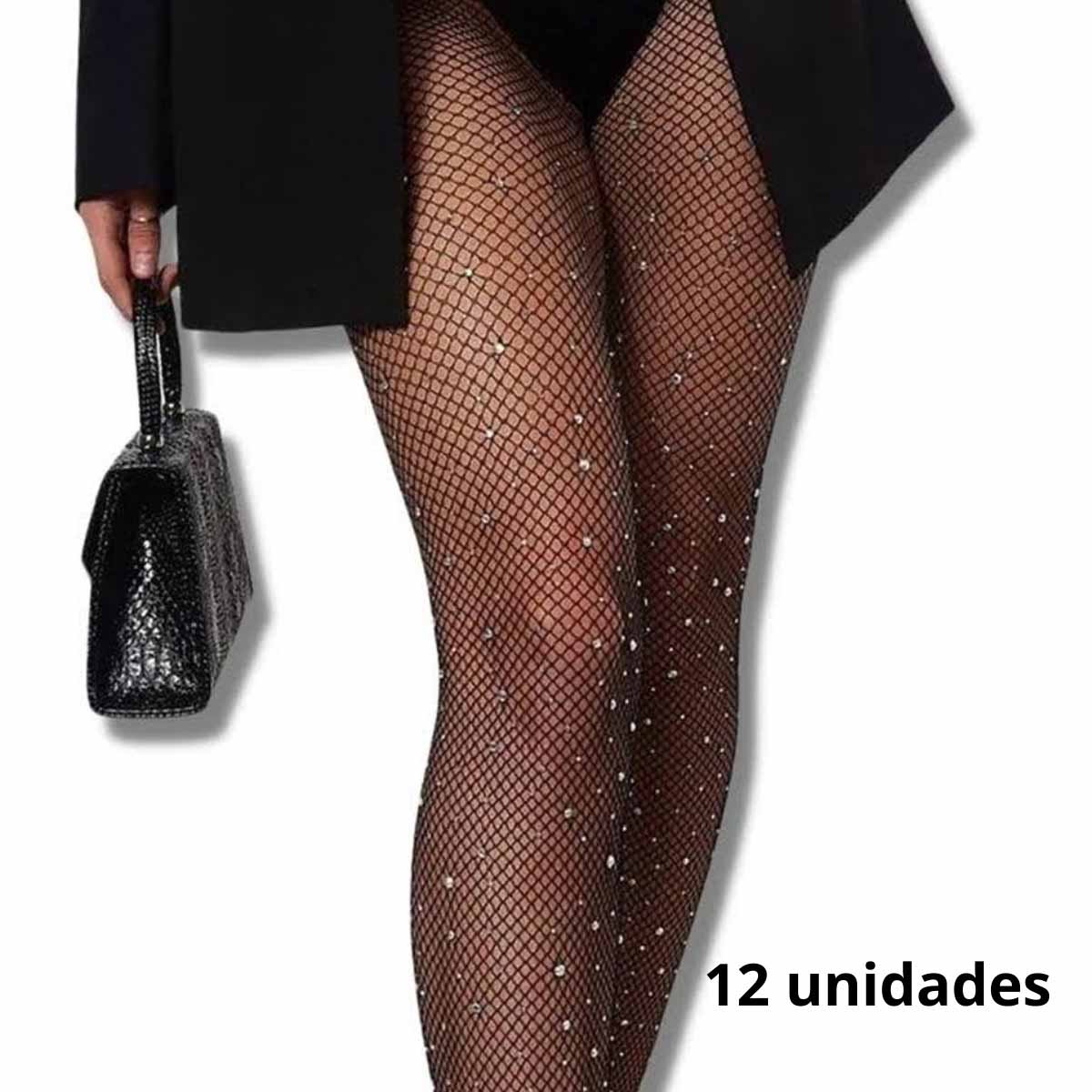 Pacote com 12 Meia Calça Arrastão com Strass Sexy Anitta - Imagem 2