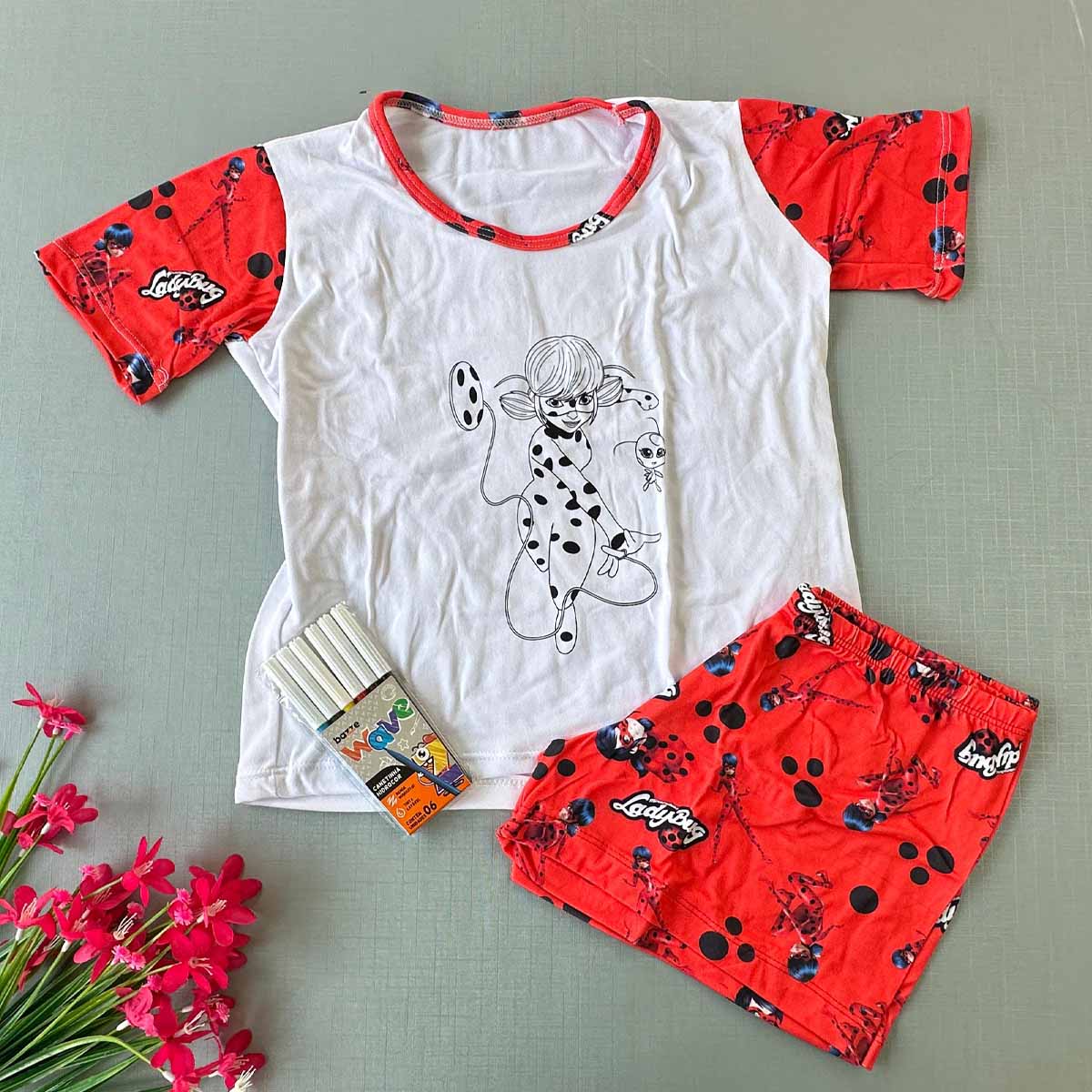 Pijama Infantil Colorir C/ Canetinha Lavável Menina - Imagem 3