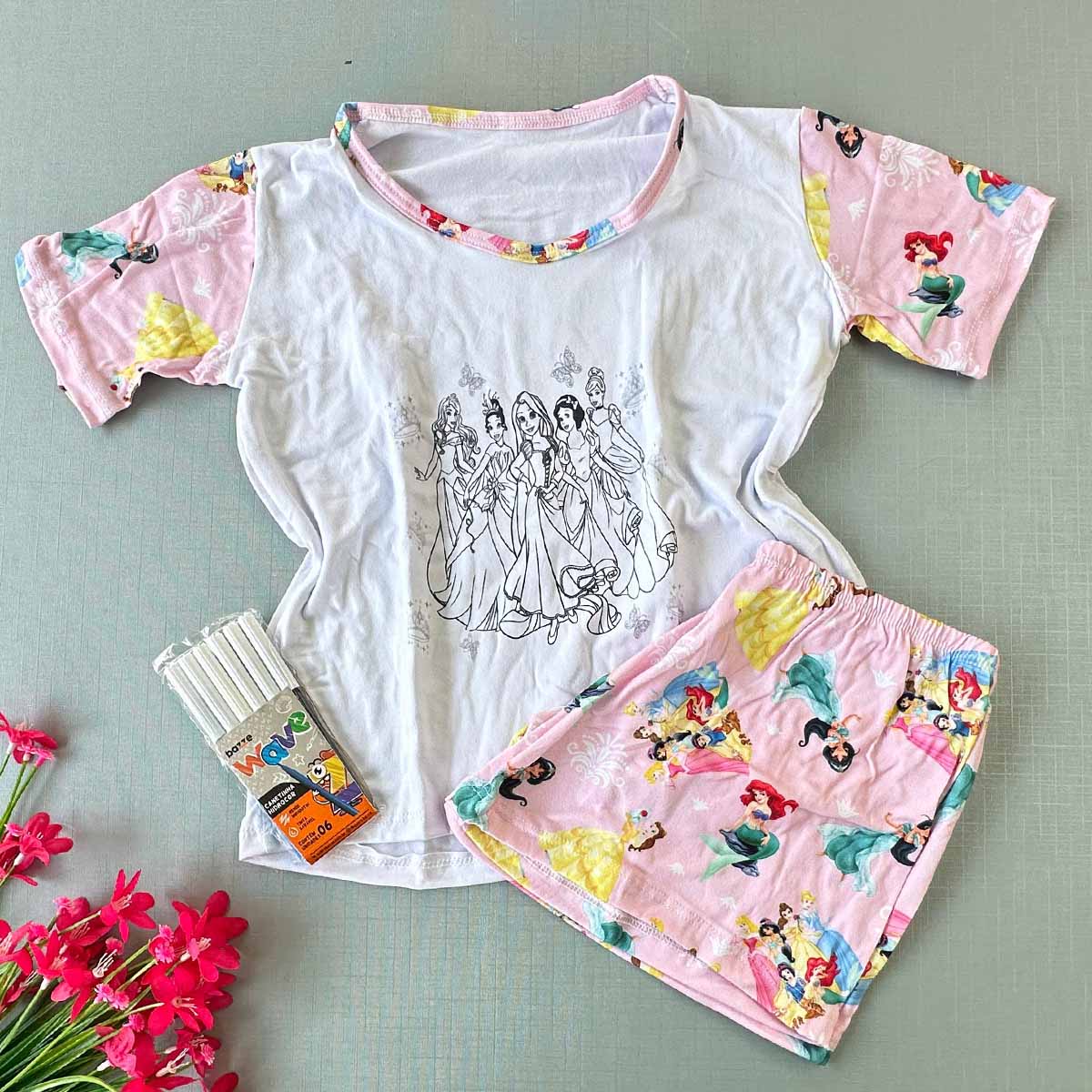 Pijama Infantil Colorir C/ Canetinha Lavável Menina - Imagem 4