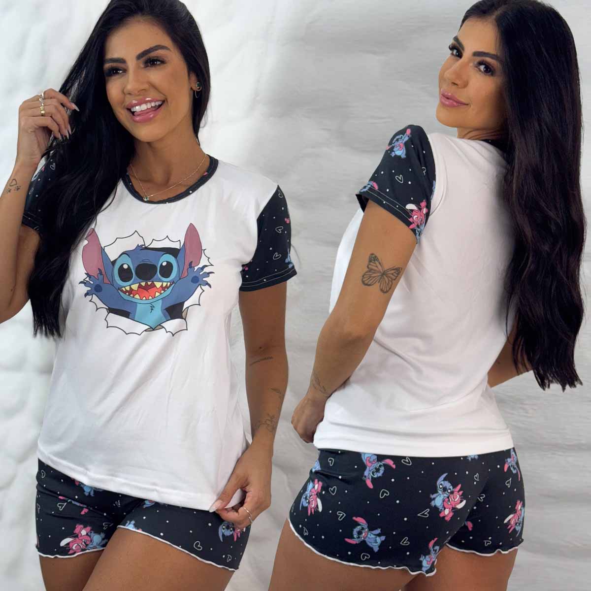 Pijama Baby Doll Camiseta Feminino Magali